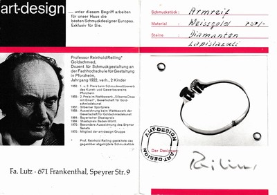 27062915a - 18 kt Gold Lapislazuli-Diamant-Armreif, WG 750/000, runde Lapislazuli-Scheibe, 16 8/8- ...