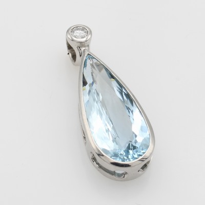 Image Anhänger mit Aquamarin und Brillant, WG 750/000, Aquamarintropfen ca. 5.53 ct, Brill. ...