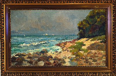 27062959k - Ungedeuteter Landschafter Anfang des 20.Jh., Küstenlandschaft in impressiver ...