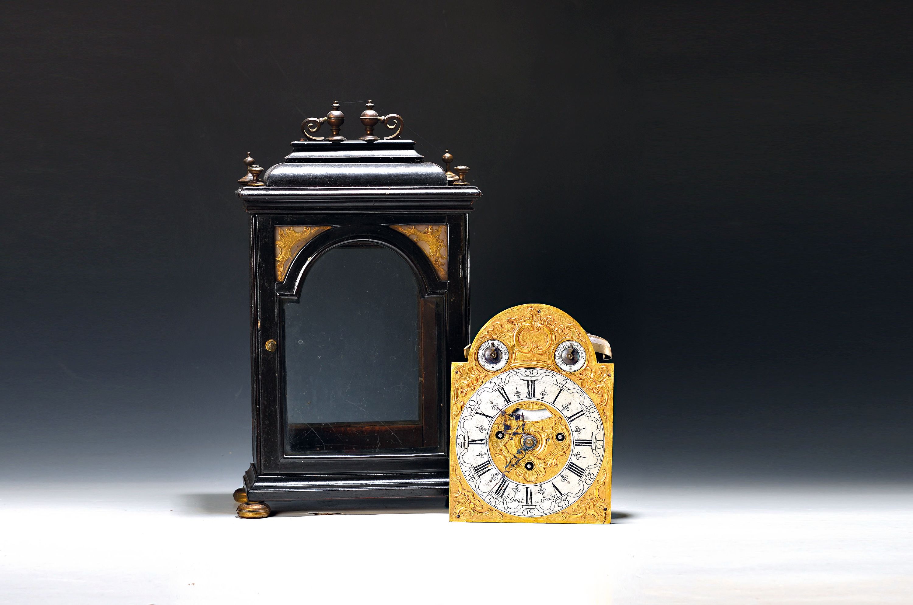 Image 27063031 - Barockuhr mit Wiener Schlag, um 1770/1780 Graz, ebonisiertes Holzgehäuse, alter ...
