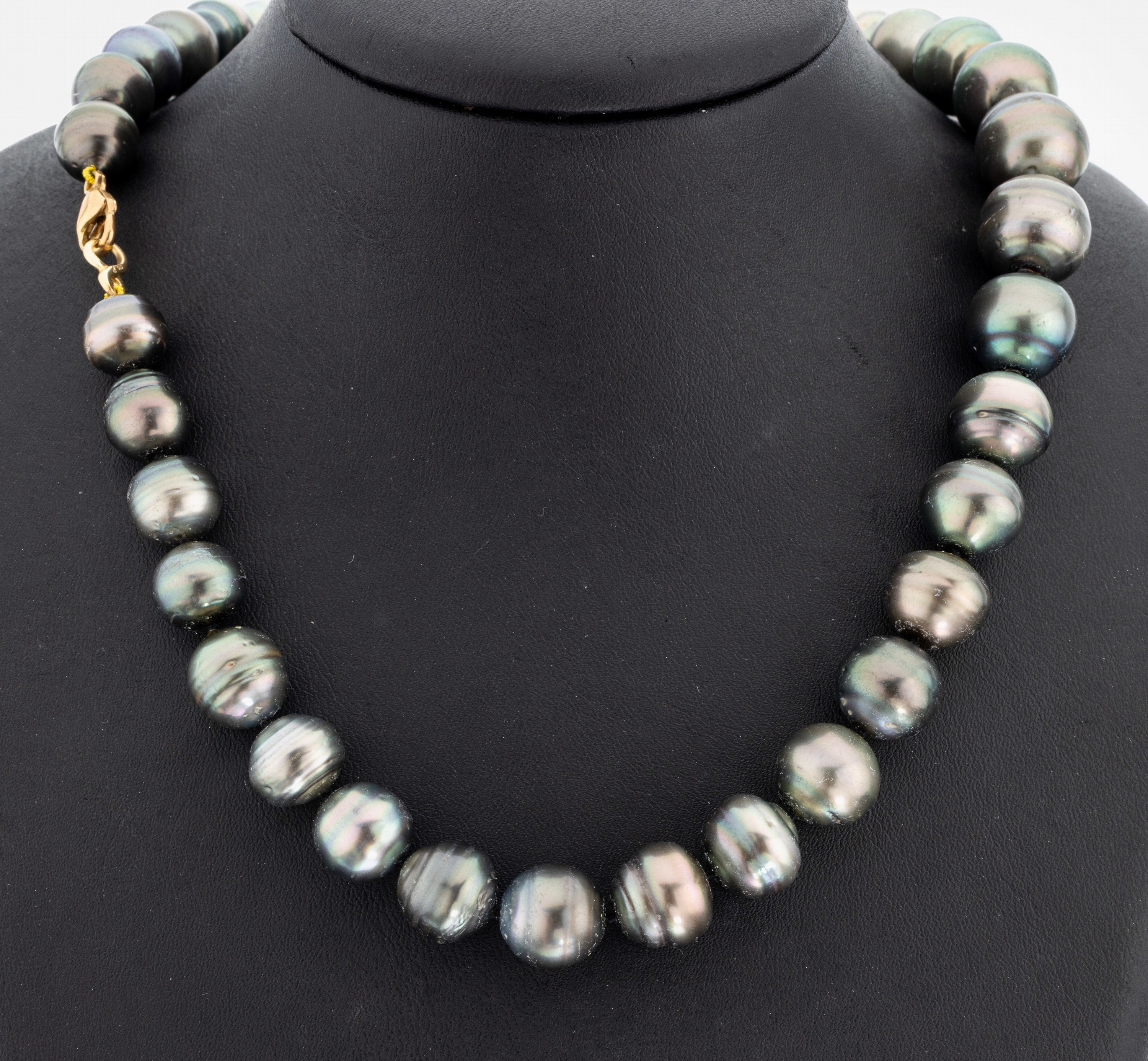 Image 27063041 - Perl-Collier mit 14 kt Gold Schließe, GG 585/000, barocke Tahitizuchtperlen, D. ca. 11 ...