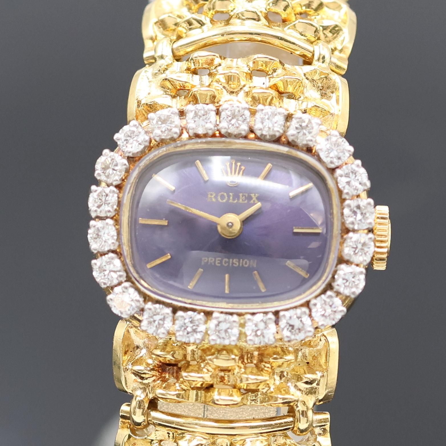 Detail a: ROLEX Precision ausgefallene Damenarmbanduhr in GG 750/000 mit Diamantlünette Referenz 3003, Schweiz um 1962, Handaufzug, 2 teil. Geh., Boden 4-fach ...