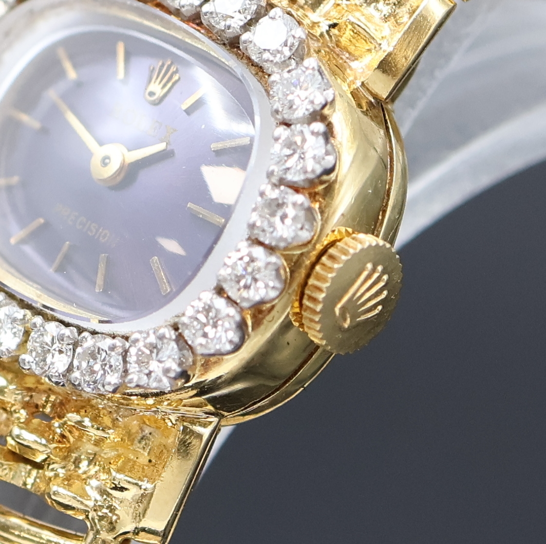 Detail b: ROLEX Precision ausgefallene Damenarmbanduhr in GG 750/000 mit Diamantlünette Referenz 3003, Schweiz um 1962, Handaufzug, 2 teil. Geh., Boden 4-fach ...