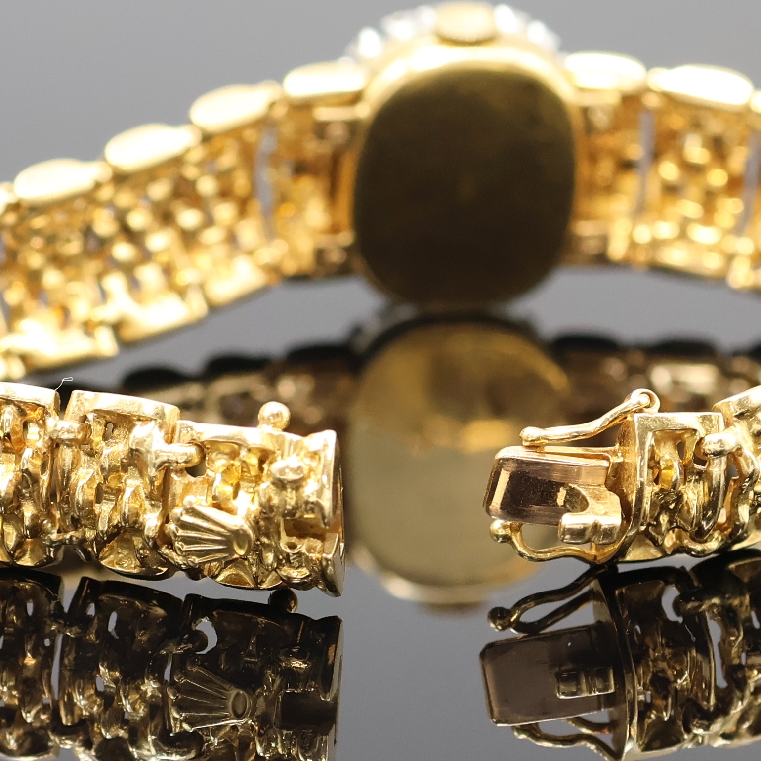 Detail d: ROLEX Precision ausgefallene Damenarmbanduhr in GG 750/000 mit Diamantlünette Referenz 3003, Schweiz um 1962, Handaufzug, 2 teil. Geh., Boden 4-fach ...
