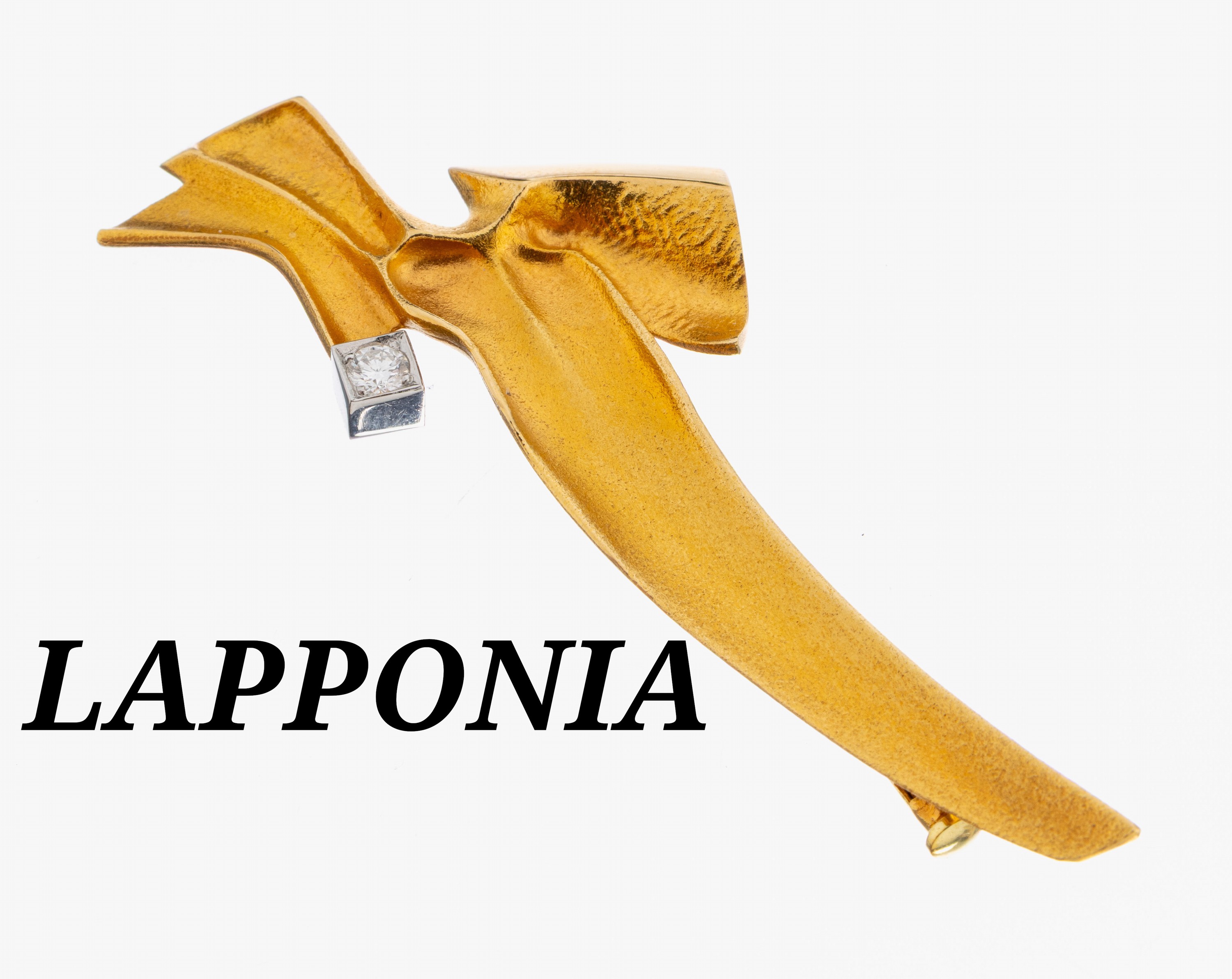 Image 27063097 - 18 kt Gold LAPPONIA Brillant-Brosche, Finnland 1999, GG/WG 750/000, typ. abstraktes ...