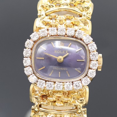 27063078a - ROLEX Precision ausgefallene Damenarmbanduhr in GG 750/000 mit Diamantlünette Referenz ...