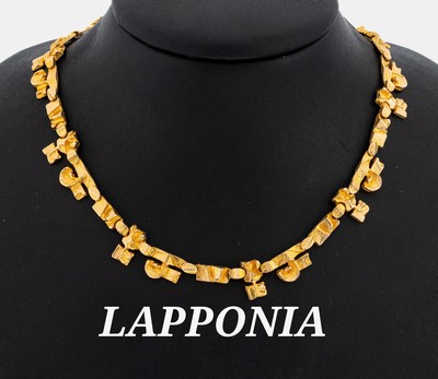 Image 14 kt Gold LAPPONIA Collier, Finnland, 1993, GG 585/000, abstrakt geformte Glieder in ...