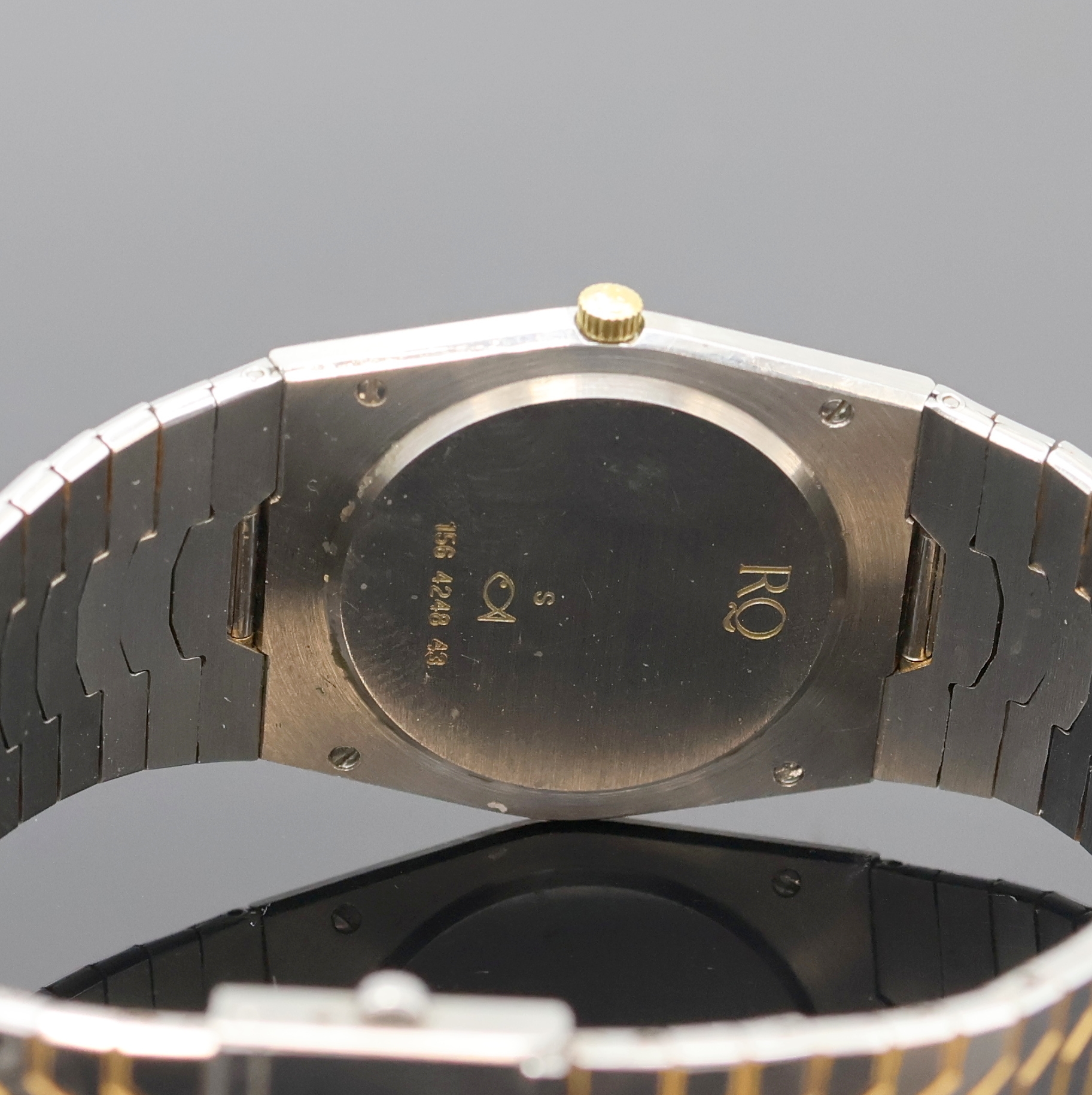 Detail d: ETERNA Royal Quartz Armbanduhr in Stahl/Gold, Schweiz um 1985, quarz, Monocoque-Geh., gold. Lünette gegen Boden 4- fach verschr., silb. Zifferbl. m. ...