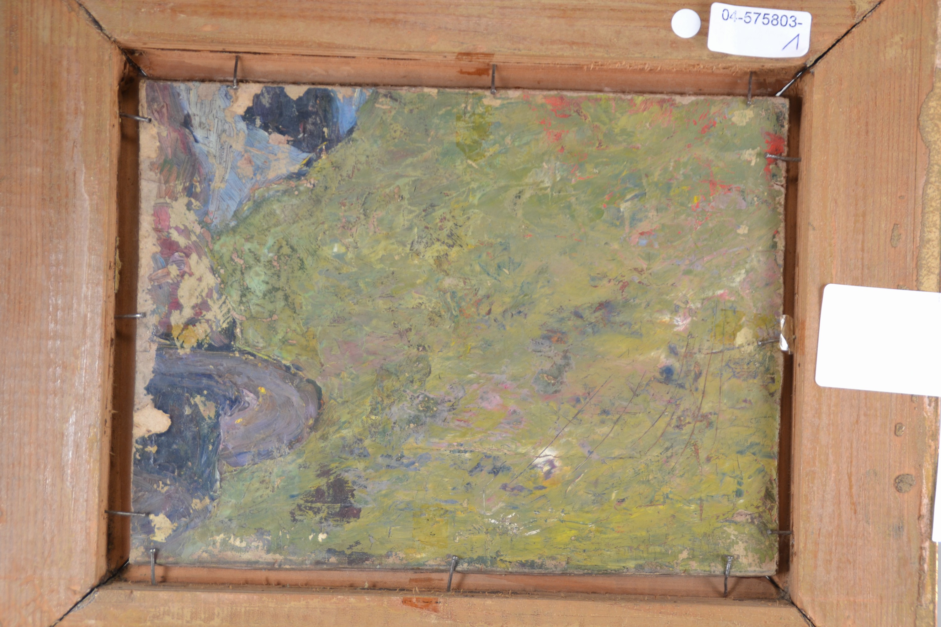 Detail c: Julius Dielmann, 1862-1931 Frankfurt/Main, Ansicht von Kronberg im Taunus mit der Burg Kronberg, im Vordergrund Magd mit Tieren, Öl/Pappe, li. unten ...
