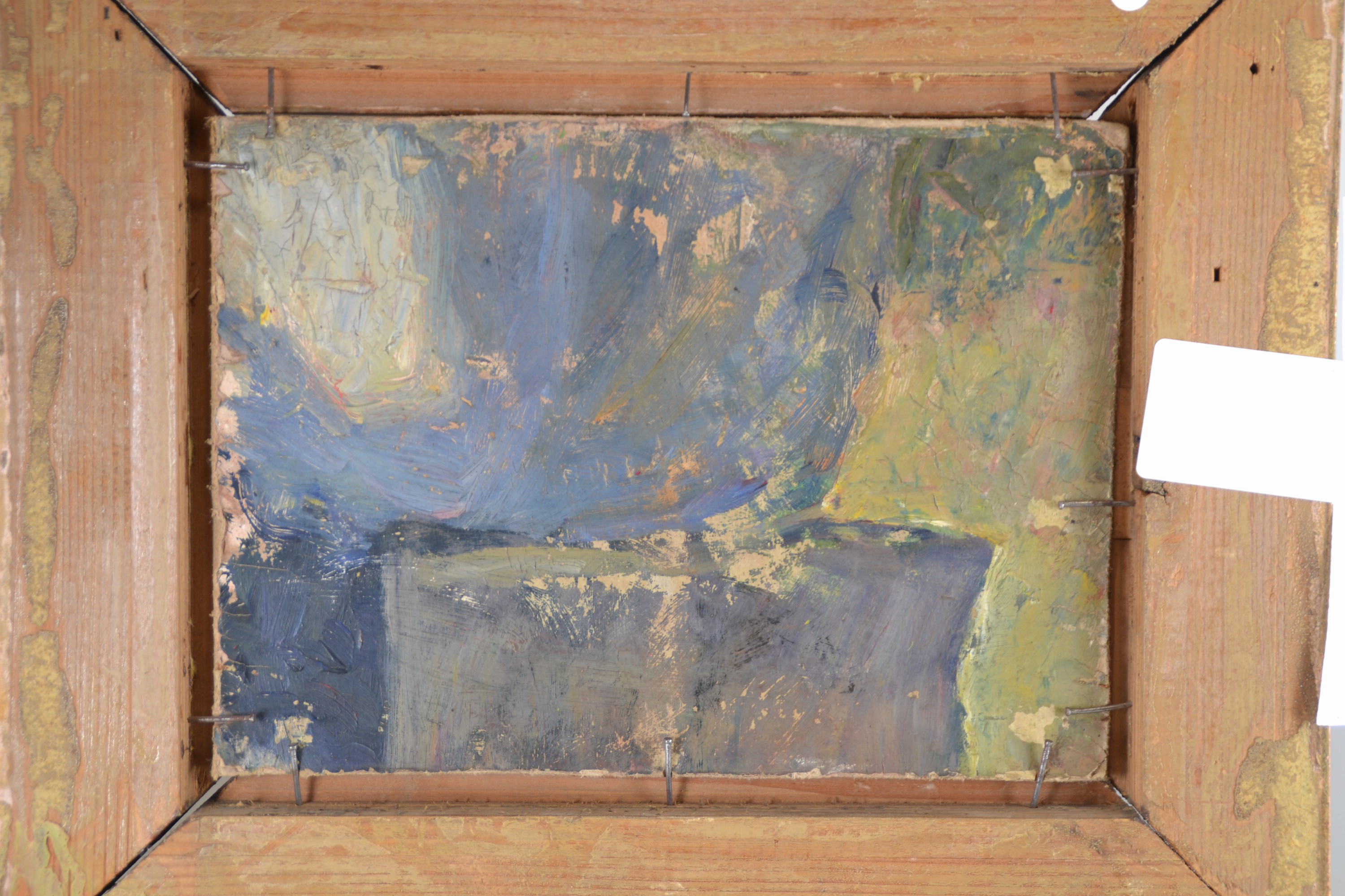 Detail c: Julius Dielmann, 1862-1931 Frankfurt/Main, Ansicht von Königstein im Taunus mit Blick aufdie Burg, im Vordergrund Ochsenfuhrwerk, Öl/Pappe, li. ...