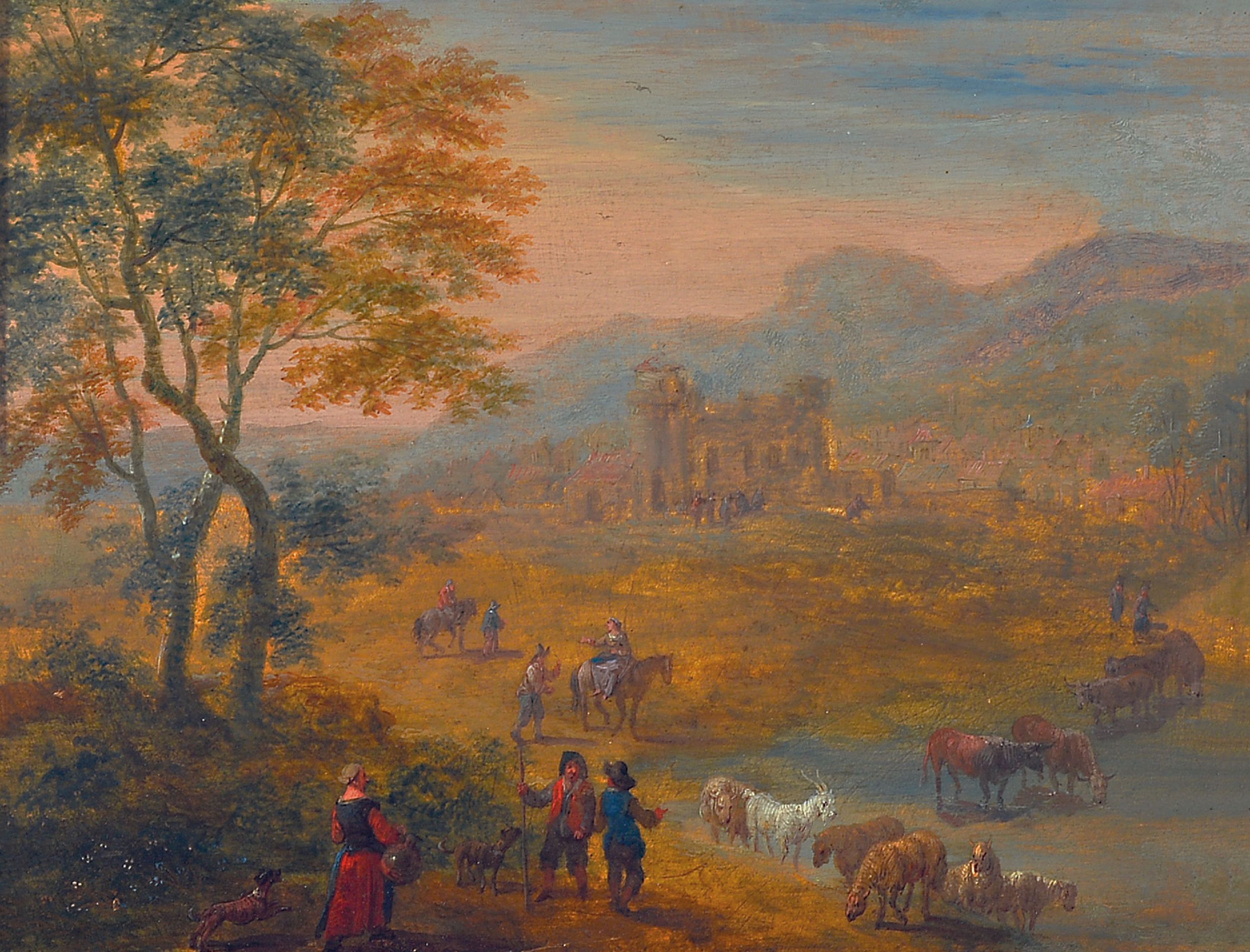 Image 27063718 - Theobald Michau, 1676 Tournai-1765 Antwerpen, zugeschrieben, Hirten beim überqueren ...