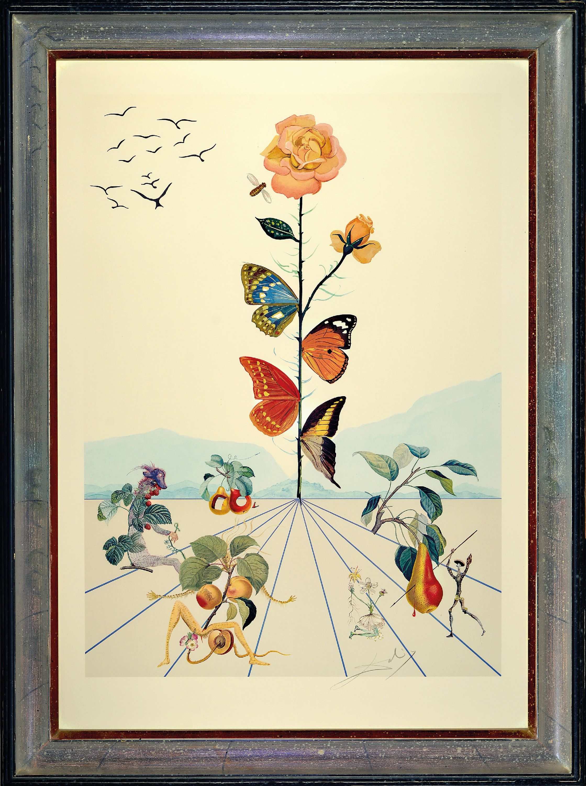 Detail k: Salvador Dali,1904-1989, Flordali II, Schmetterlingsrose, 5000 Ex. auf festem Papier, ca. 88 x 63 cm/103 x 72.7cmWerksverzeichnis Michler & Löpsin ...