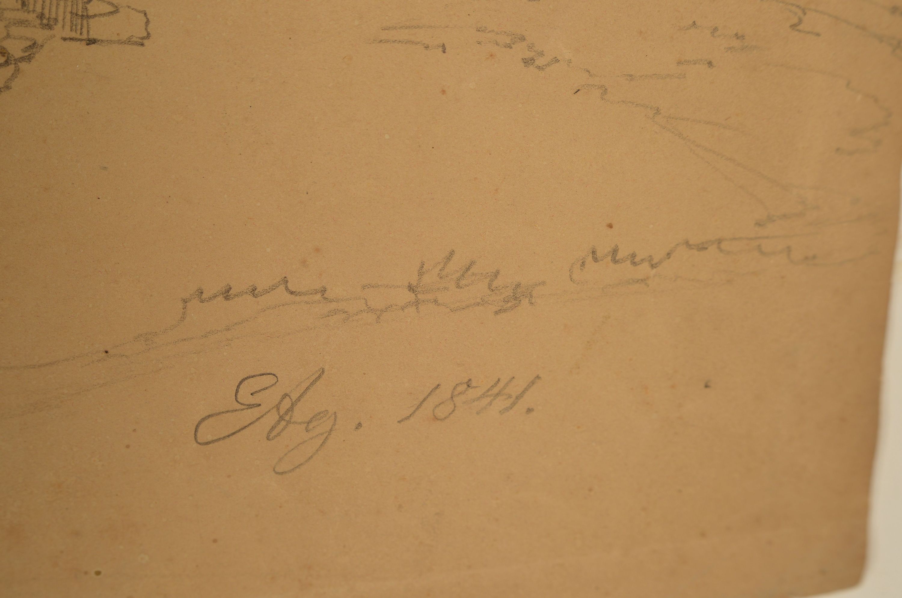 Detail a: Eduard Agricola, 1800 Stuttgart-1872 München , "Taormina auf Sizilien" so bezeichnet, signiert und datiert 1841, Graphitzeichnung auf ...