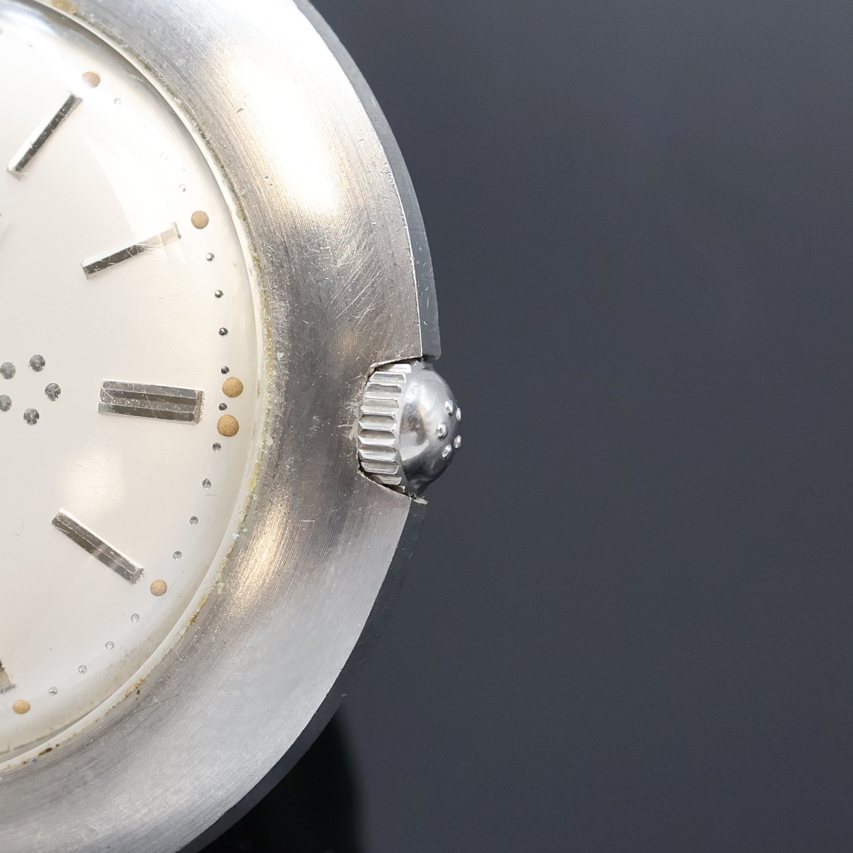 Detail b: ETERNA-MATIC Golfer Taschenuhr in Stahl, Schweiz um 1960, Automatik, beids. vergl. Geh., Boden verschr., silb. Zifferbl. m. silb. Std.-Ind. u. ...