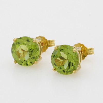 Image Paar Ohrstecker mit Peridots, GG 585/000, 2 Peridots in Krappenfassung zus. ca. 5.5 ct ...