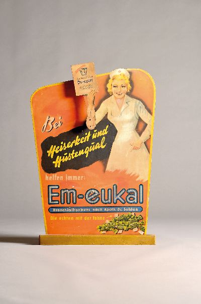 Image Werbeaufsteller mit Motor, Em-eukal, deutsch, 1960er Jahre, Pappe bunt lithographiert, ...