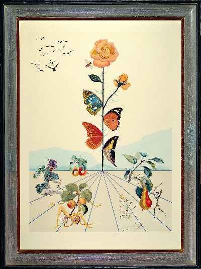 27063725k - Salvador Dali,1904-1989, Flordali II, Schmetterlingsrose, 5000 Ex. auf festem Papier, ...