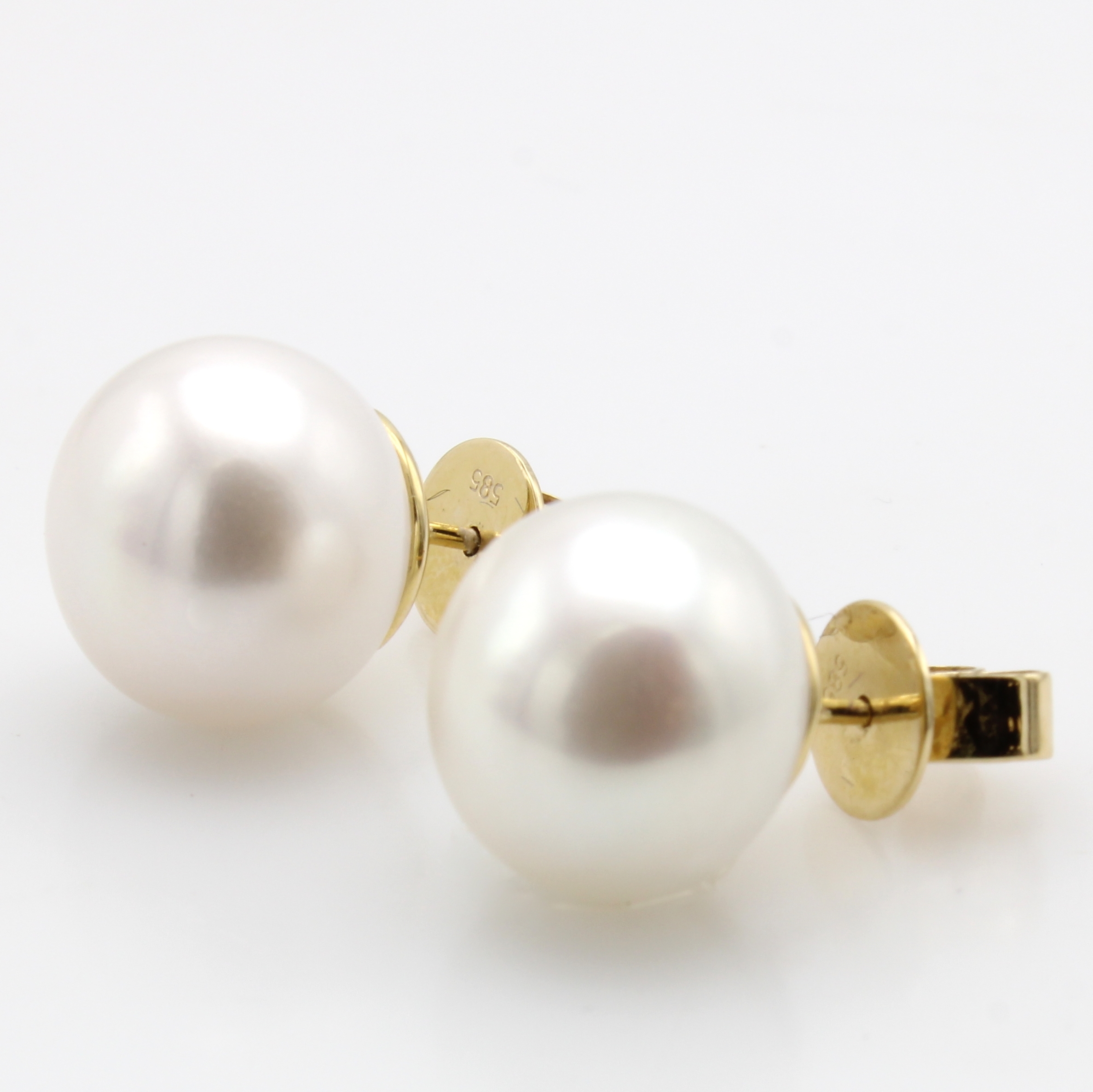 Image 27063884 - Paar Ohrstecker mit Süßwasserzuchtperlen, GG585/000, buttonf. Perlen v. weißem ...