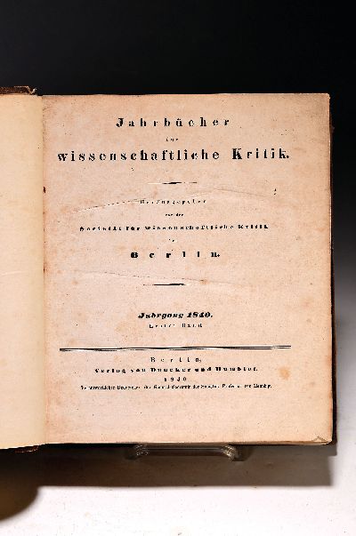 Image Jahrbücher für wissenschaftliche Kritik, Berlin, hrsg. Societät für wissenschaftliche ...
