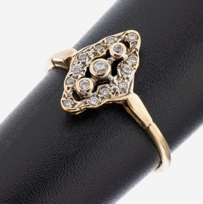 Image 18 kt Gold Ring, GG/WG 750/000 gepr., im Stil des Art Deco, Diamantimitationen, RW 52, ...