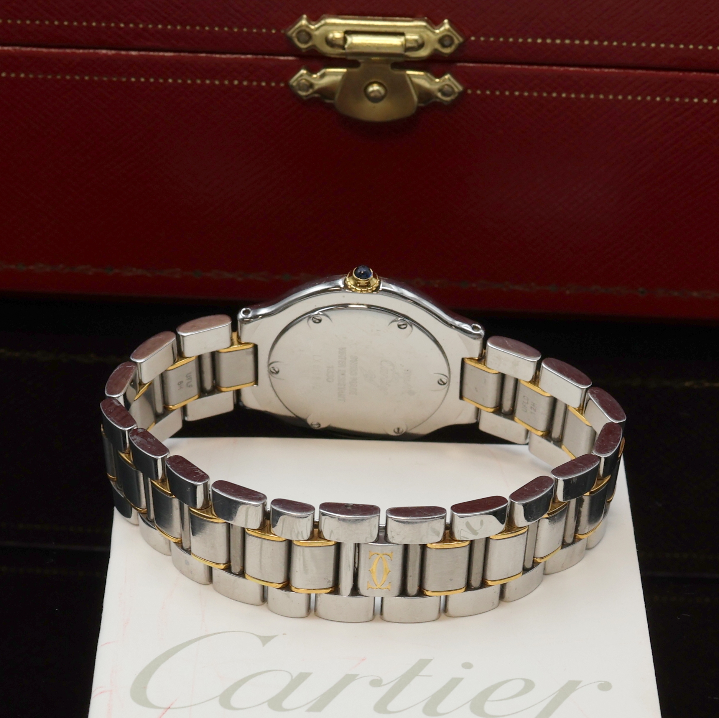 Detail e: CARTIER Damenarmbanduhr Linie 21 Referenz 1330, quarz, Edelstahl/Gold kombiniert inkl. orig. Gliederband m. dopp. Faltschl., Boden 6 -fach verschr., ...