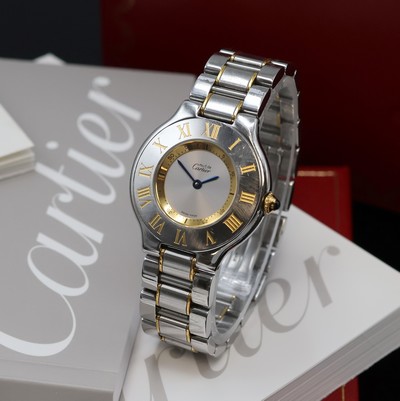 27063971a - CARTIER ladies wristwatch Linie 21 reference 1330, quartz, stainless steel/gold combined ...