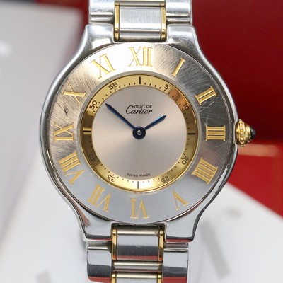 27063971c - CARTIER ladies wristwatch Linie 21 reference 1330, quartz, stainless steel/gold combined ...