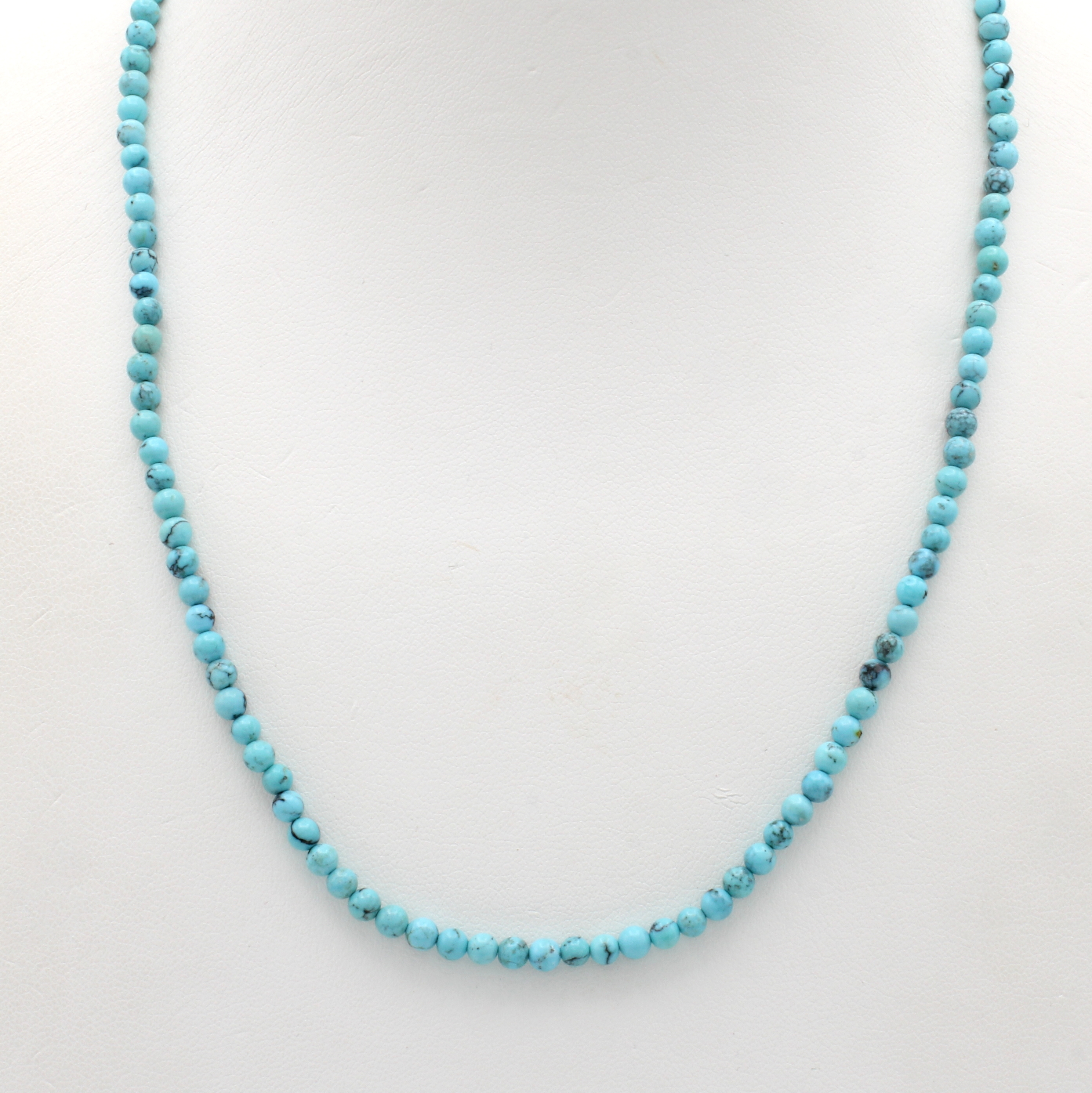 Image 27064005 - Kette mit Türkisen, runde Türkise D. ca. 3-4mm, Karabinerschl., L. ca. 42