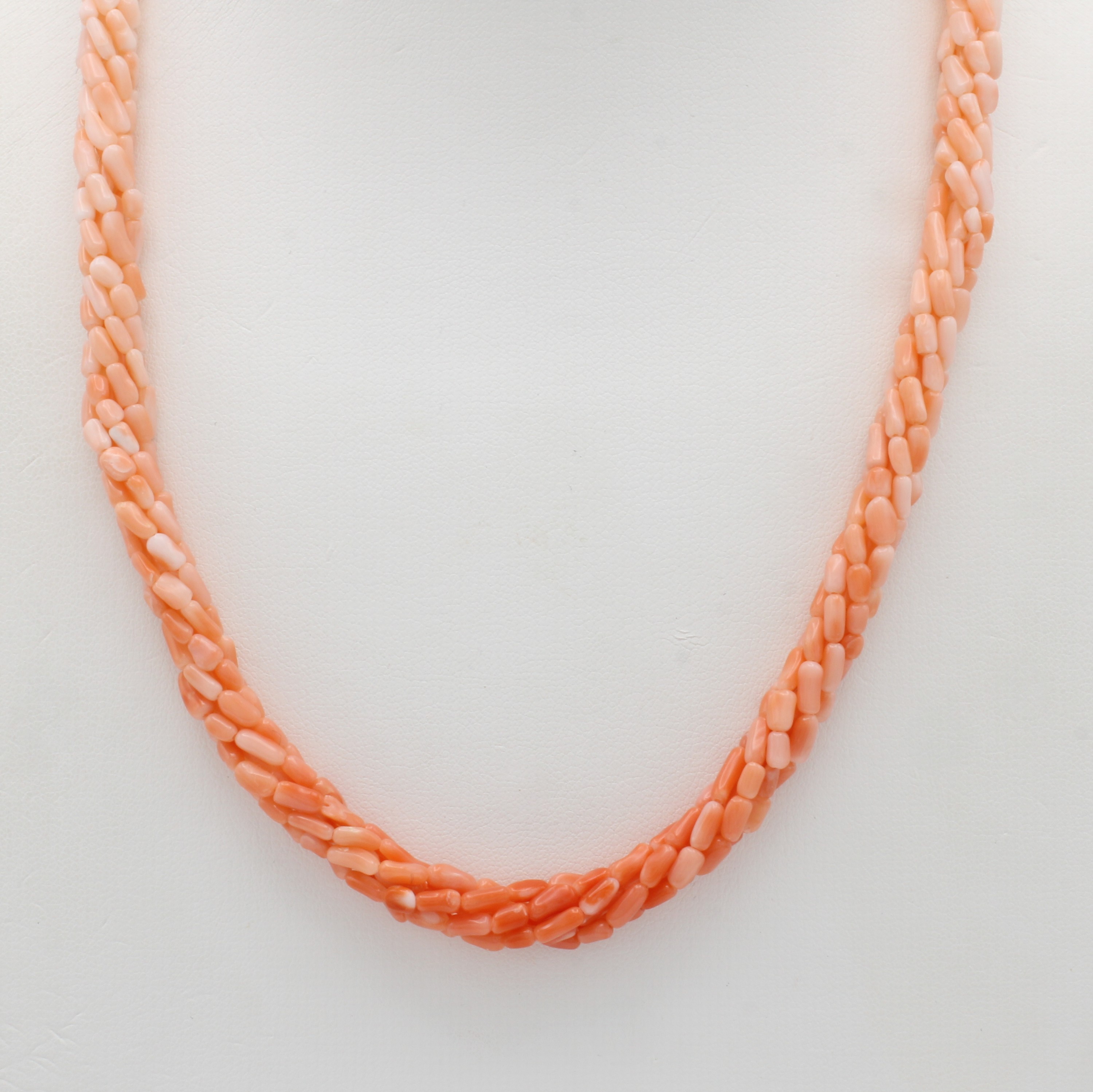 Image 27064017 - Kette mit Korallen, 6-rhg. eingedreht, Farbverlauf, Karabinerschl., L. ca. 45.5 cm