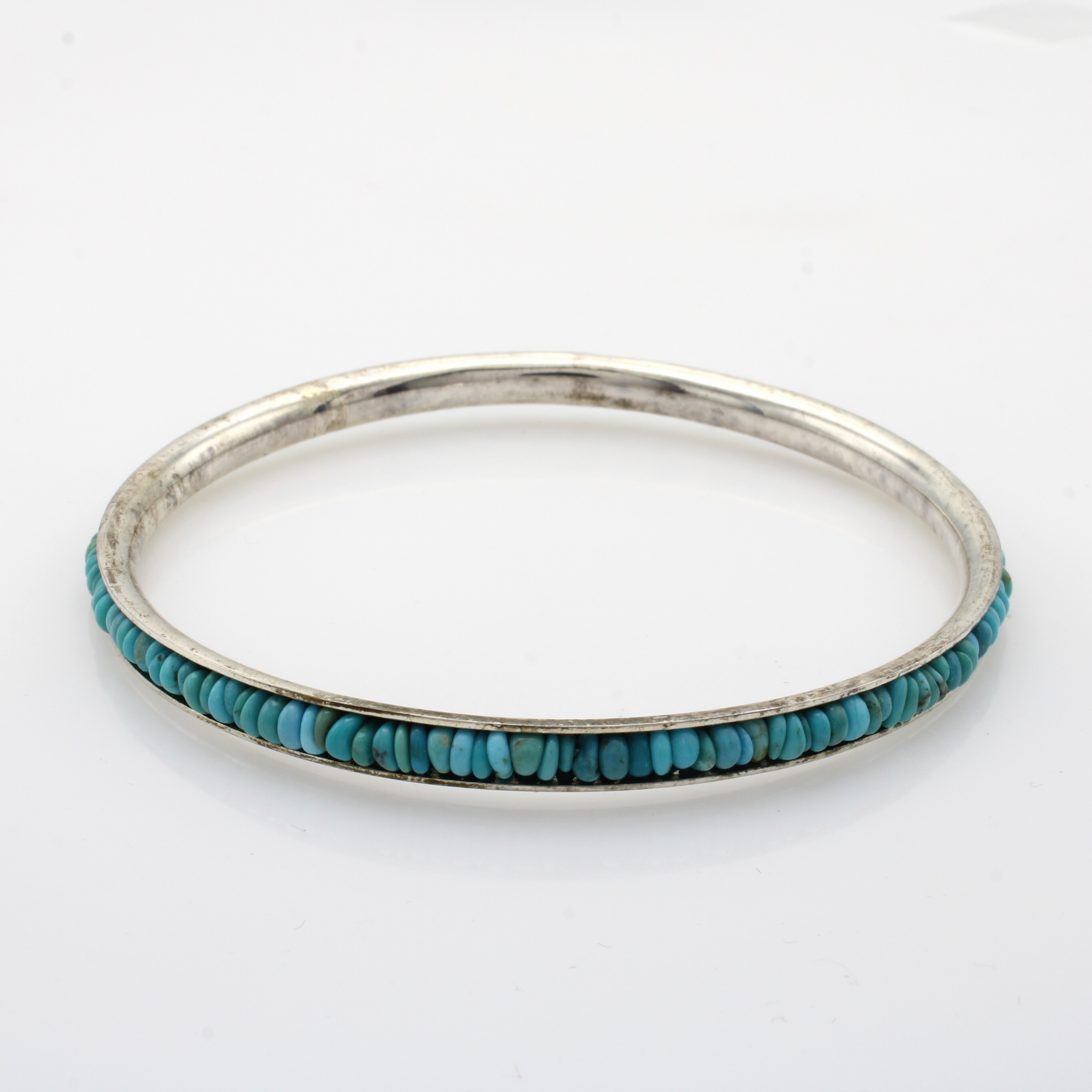 Image 27064049 - Armreif mit Türkisen, Rand versilb., Breite ca. 5 mm