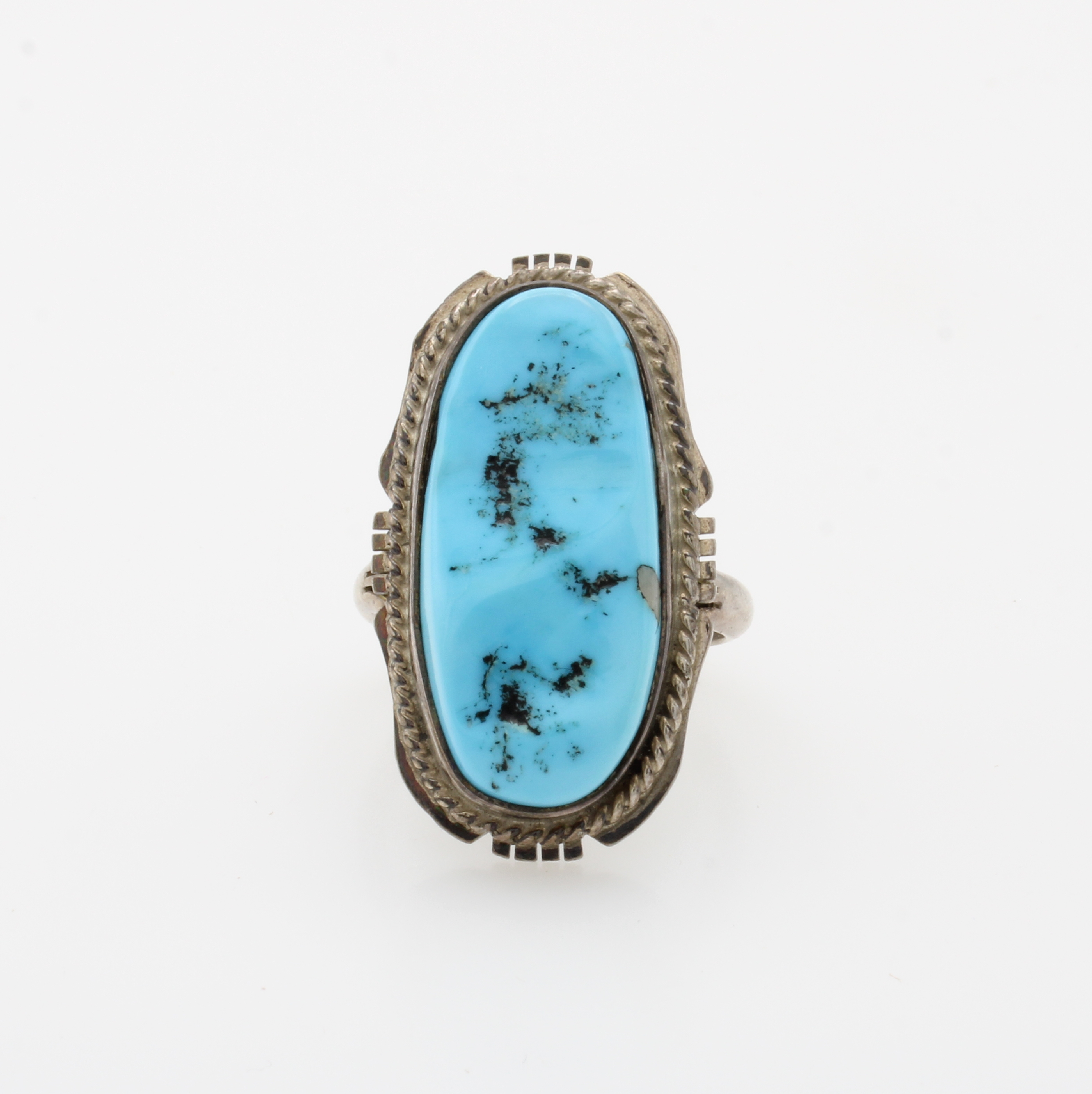 Image 27064098 - Ring mit Türkis, Silber 925/000, großer, barocker Türkis, M. ca. 26x13 mm, RW ca. 58