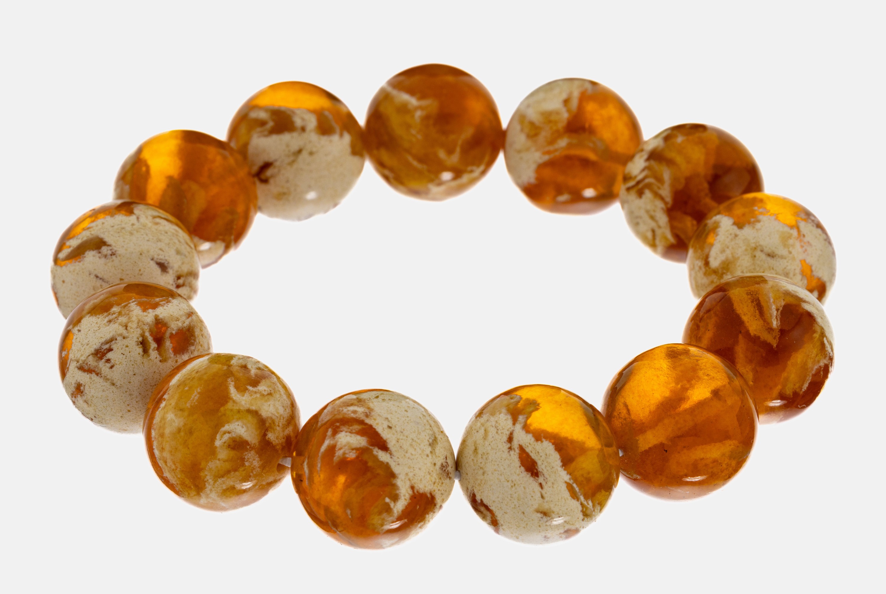 Image 27064131 - Bernstein-Armband, Bernstein-Kugeln, D. ca.18 mm, weiße Einschlüsse, sogn. ...