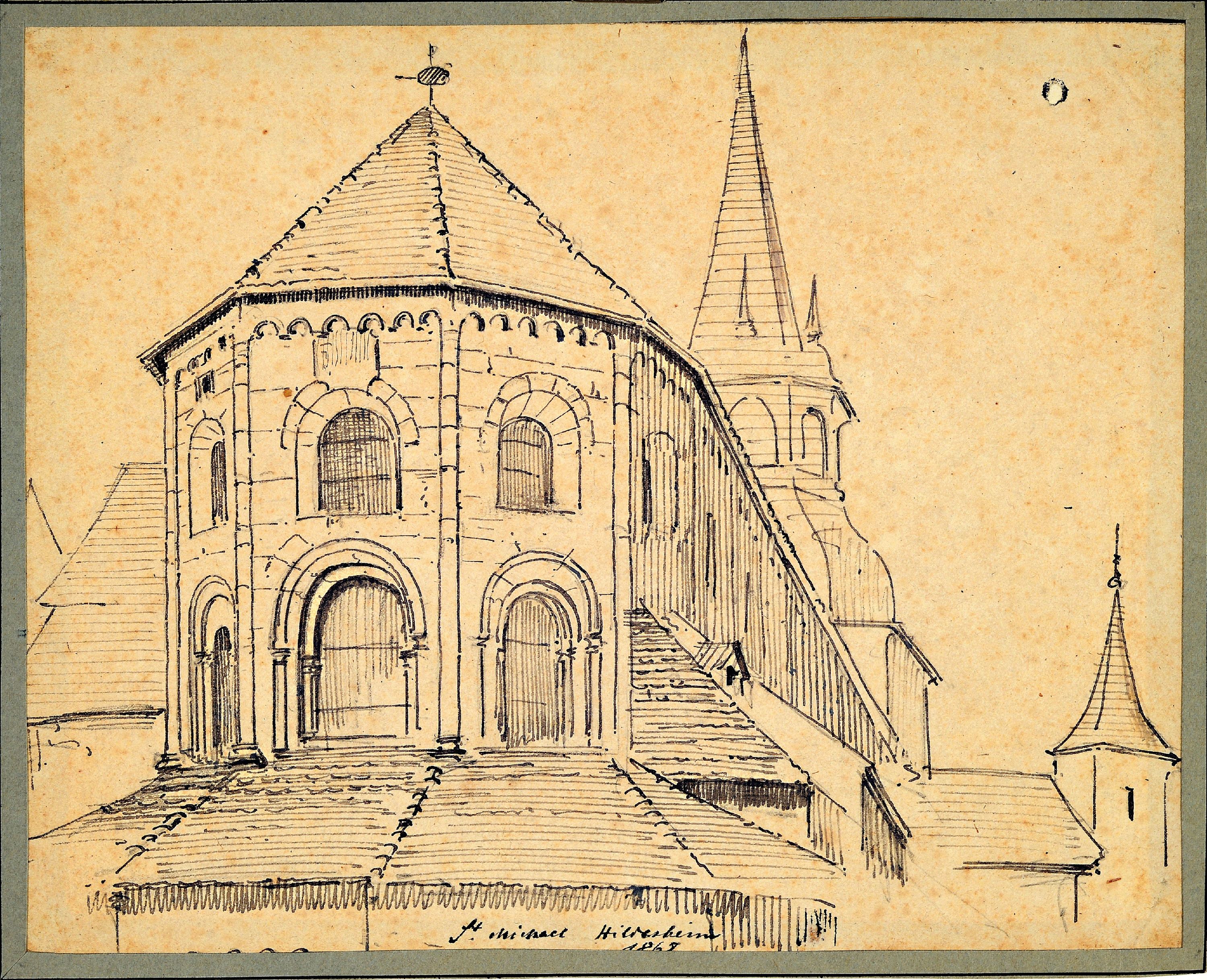 Image 27064219 - Karl Weysser, 1833 Durlach-1904 Heidelberg, zwei Tuschfederzeichnungen: 1x Hildesheim im ...