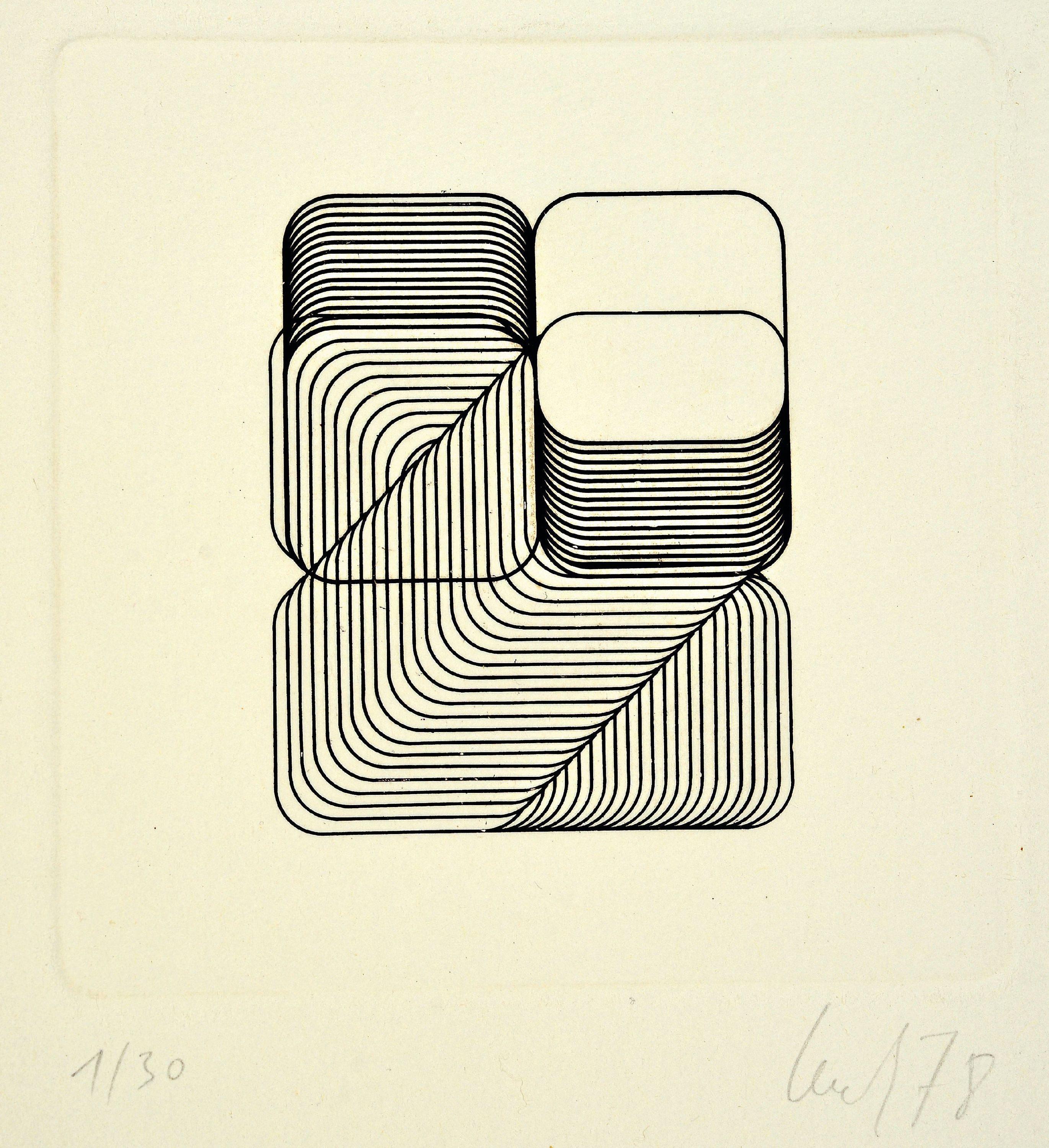Detail b: Thomas Lenk, 1933 Berlin-2014 Schwäbisch-Hall, 3 Radierungen von 1978, alle handsign. und num. 1/30, je ca. 12x11.5cm, Blattgr. ca. 30x 20cm