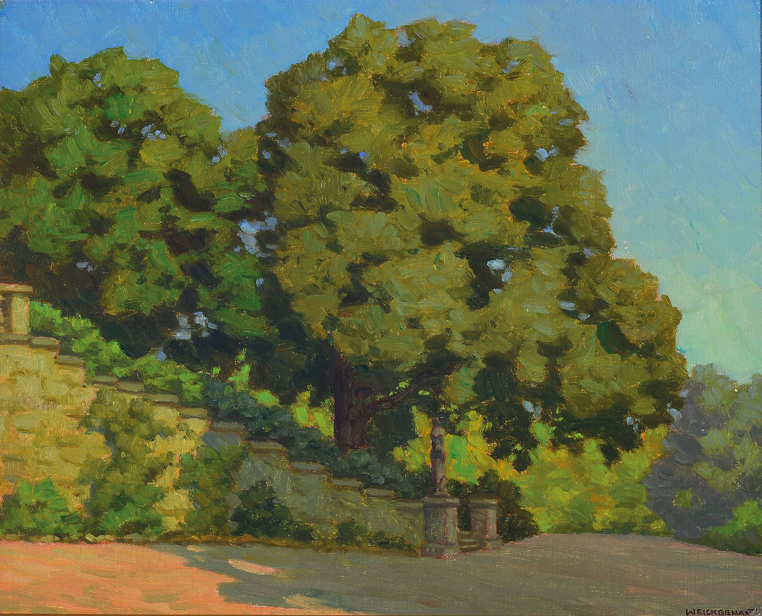 Image 27064226 - Karl Weickgenannt, 1896 Karlsruhe-1976, Baum bestandener Treppenaufgang, rückseitig ...