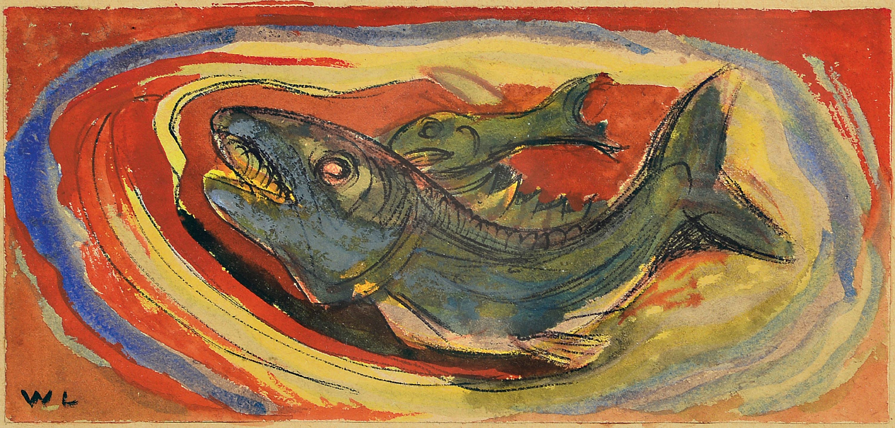 Image 27064233 - Wilhelm Lachnit, 1899 Gittersee bei Dresden-1962 Dresden, Fische, Gouache auf Papier, ...