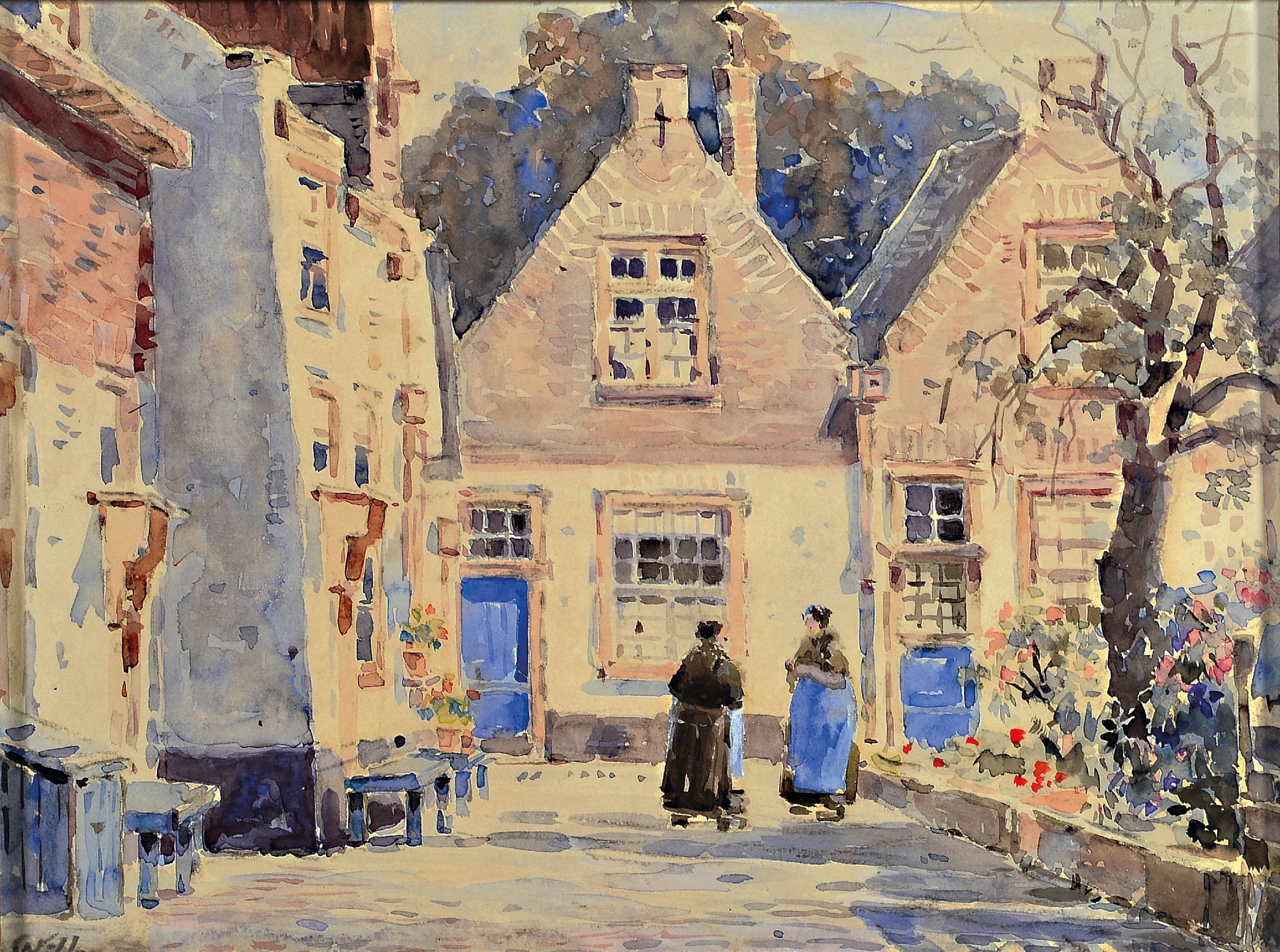 Image 27064234 - August von Wille, 1829-1887, Ansicht von der Insel Marken in Holland, Aquarell auf ...