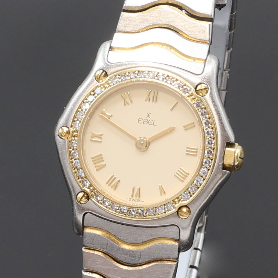 Detail a: EBEL Sport Classique Damenarmbanduhr Referenz 1057902, Schweiz um 1995, quarz, Edelstahl und Gold komb., Aufw. m. Brillanten bes. Lünette gegen Geh. ...