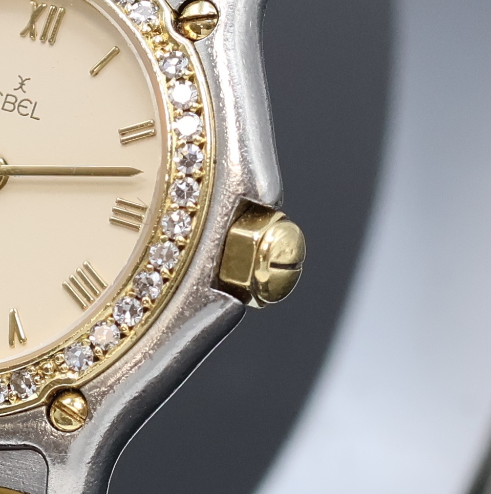 Detail b: EBEL Sport Classique Damenarmbanduhr Referenz 1057902, Schweiz um 1995, quarz, Edelstahl und Gold komb., Aufw. m. Brillanten bes. Lünette gegen Geh. ...