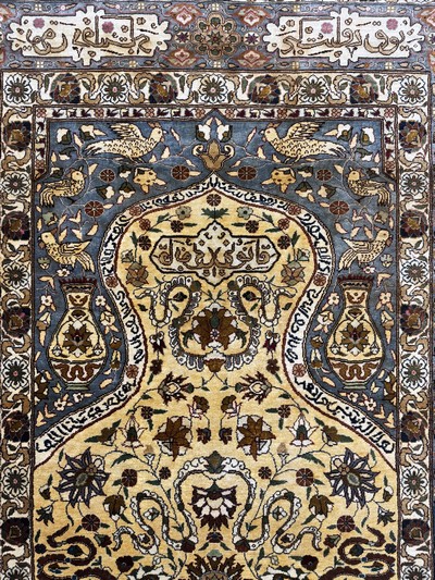 27064206c - Hereke Seide fein, sign., Türkei, Mitte 20.Jhd, reine Naturseide, ca. 139 x 95 cm, ...