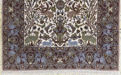 27064210b - Esfahan fein, Persien, Ende 20.Jhd., Korkwolle mit und auf Seide, ca. 169 x 113 cm,EHZ: ...