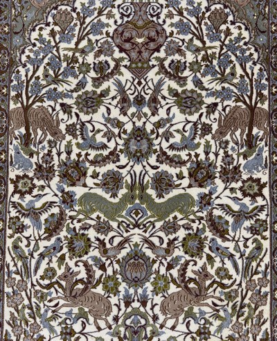 27064210c - Esfahan fein, Persien, Ende 20.Jhd., Korkwolle mit und auf Seide, ca. 169 x 113 cm,EHZ: ...