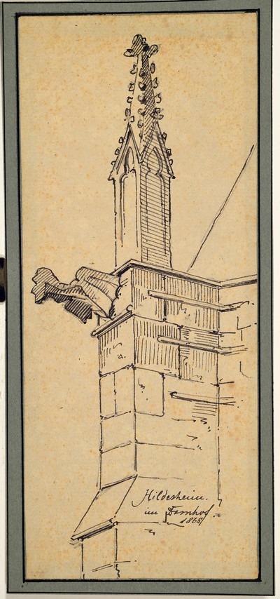 27064219a - Karl Weysser, 1833 Durlach-1904 Heidelberg, zwei Tuschfederzeichnungen: 1x Hildesheim im ...