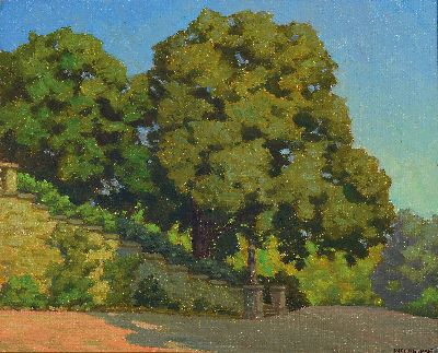 Image Karl Weickgenannt, 1896 Karlsruhe-1976, Baum bestandener Treppenaufgang, rückseitig ...