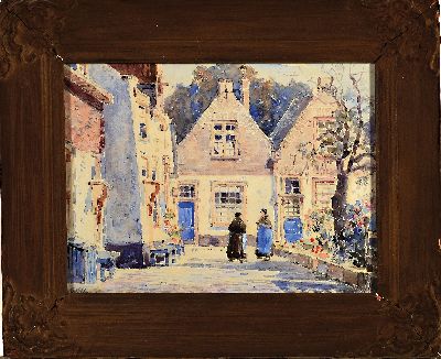 27064234k - August von Wille, 1829-1887, Ansicht von der Insel Marken in Holland, Aquarell auf ...