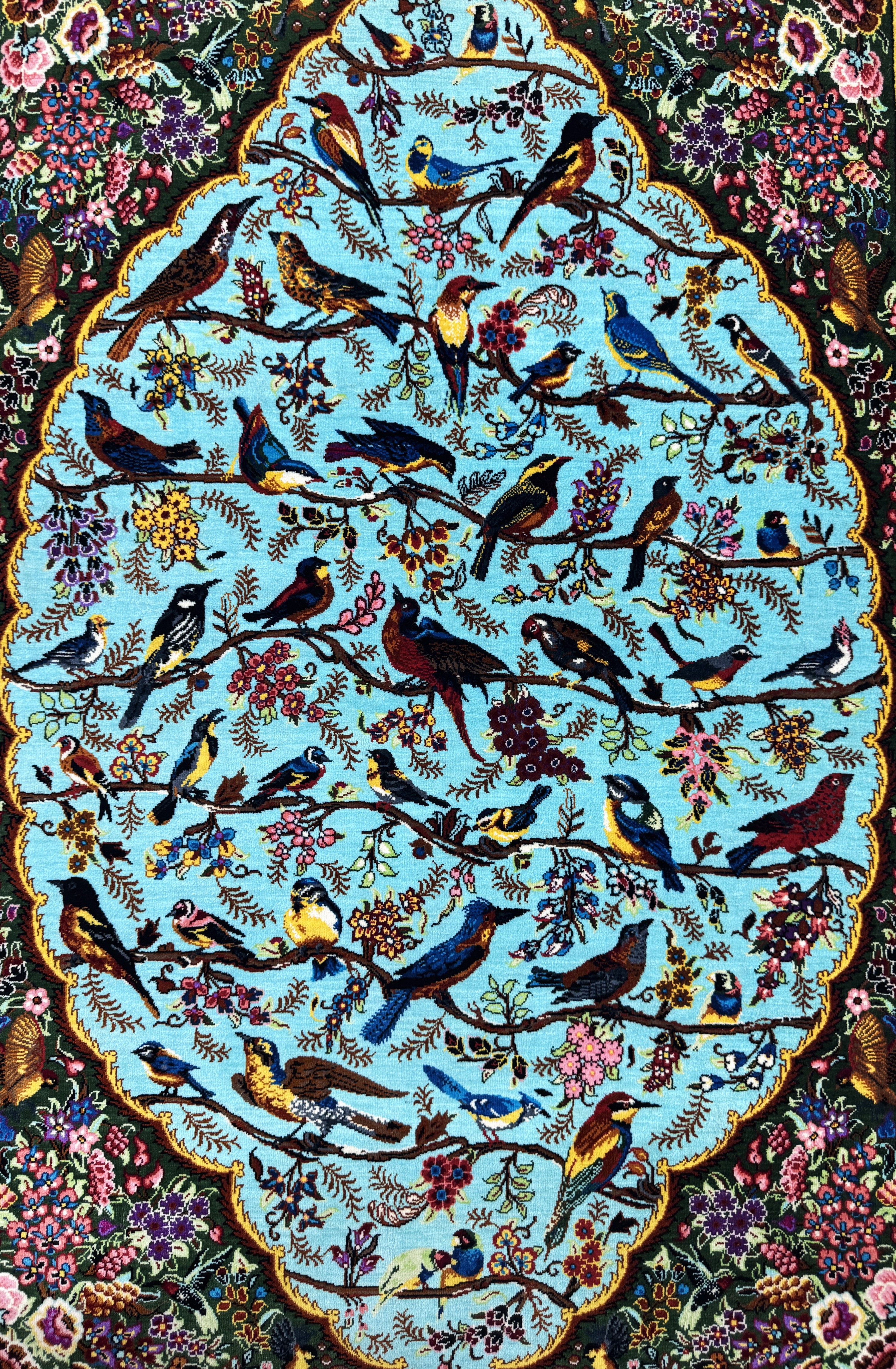 Detail d: Ghom Seide fein Persien, signiert"Abbasi", ca. 20 Jahre, reine Naturseide, ca. 120 x 80 cm, ca. 1,0 Mio. Kn/qm, EHZ: 1(nahezu neuwertig)