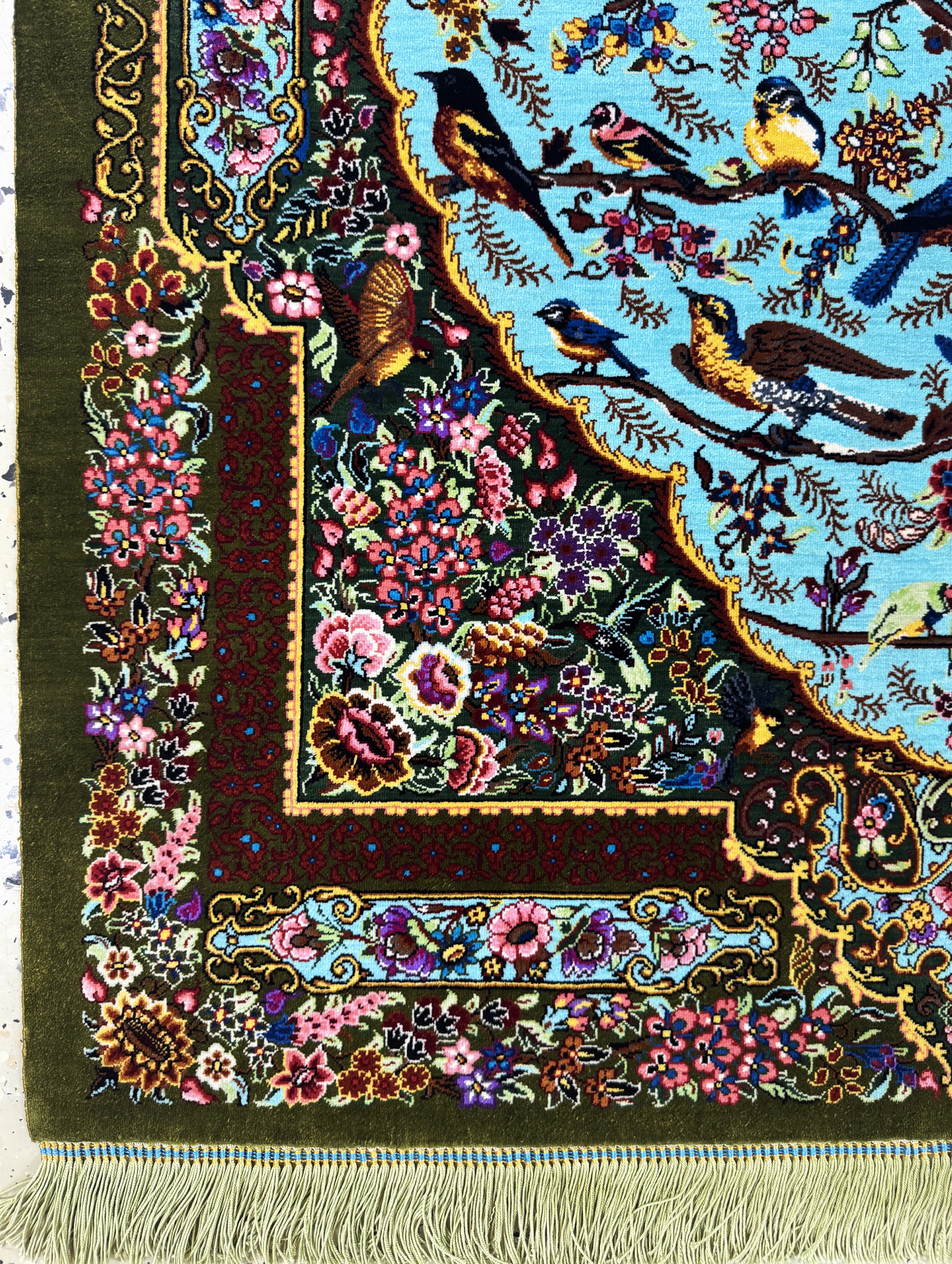 Detail f: Ghom Seide fein Persien, signiert"Abbasi", ca. 20 Jahre, reine Naturseide, ca. 120 x 80 cm, ca. 1,0 Mio. Kn/qm, EHZ: 1(nahezu neuwertig)