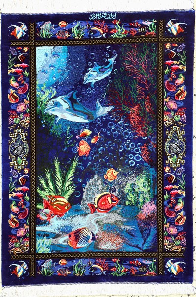 Image Ghom Seide fein Persien, signiert´Bahram´, ca. 20 Jahre, reine Naturseide, ca. 85 x 62 ...