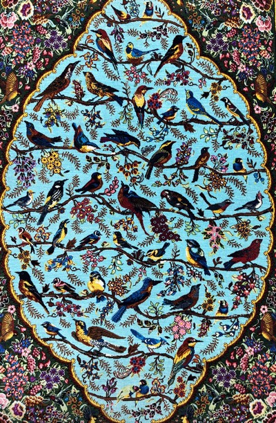 27064379d - Ghom Seide fein Persien, signiert´Abbasi´, ca. 20 Jahre, reine Naturseide, ca. 120 x 80 ...