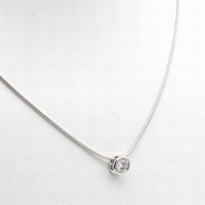 Image Collier mit Brillantsolitär, WG 750/000 an Schlangenkette, Brill. in Zargenfassung ca. ...